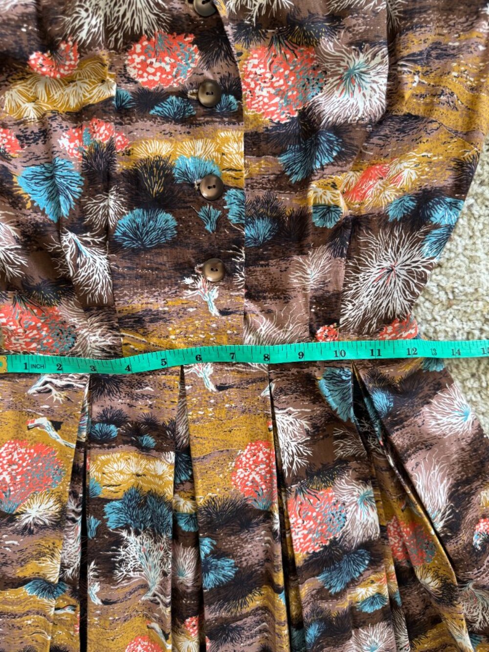 1950s Desert Novelty Print Cotton Shirtwaist Dress & Matching Belt - Picture 5 of 8